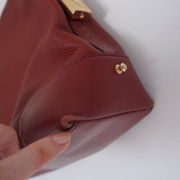 Michael Kors Burgundy Red Crosby Pebbled Leather Zip Closure Shoulder Bag Purse - Picture 8 of 16